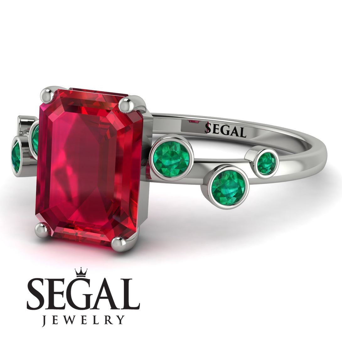 Emerald Cut Ruby Ring With Bezel - Alina No. 27