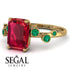 Emerald Cut Ruby Ring With Bezel - Alina No. 25