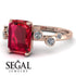 Emerald Cut Ruby Ring With Bezel - Alina No. 11