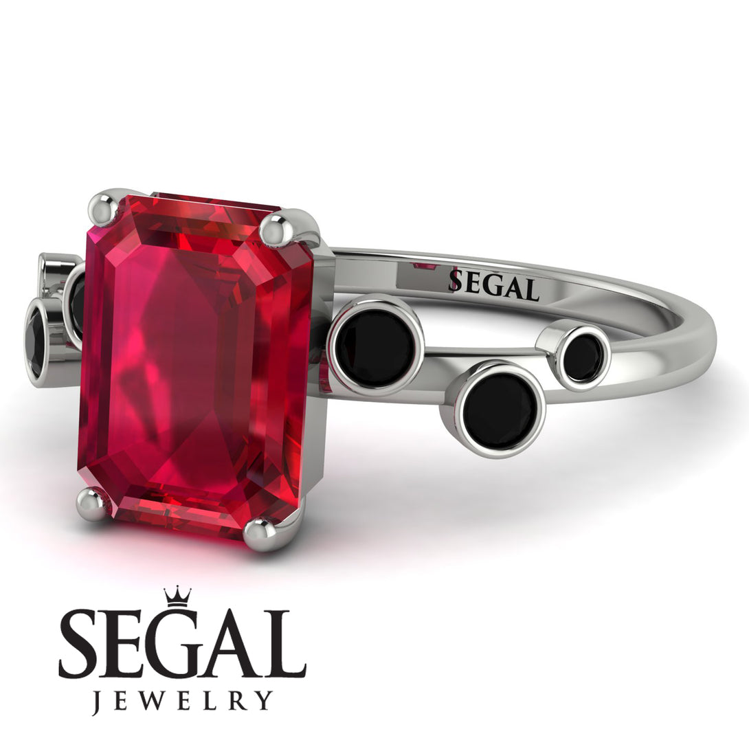 Emerald Cut Ruby Ring With Bezel - Alina No. 42