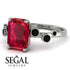 Emerald Cut Ruby Ring With Bezel - Alina No. 42