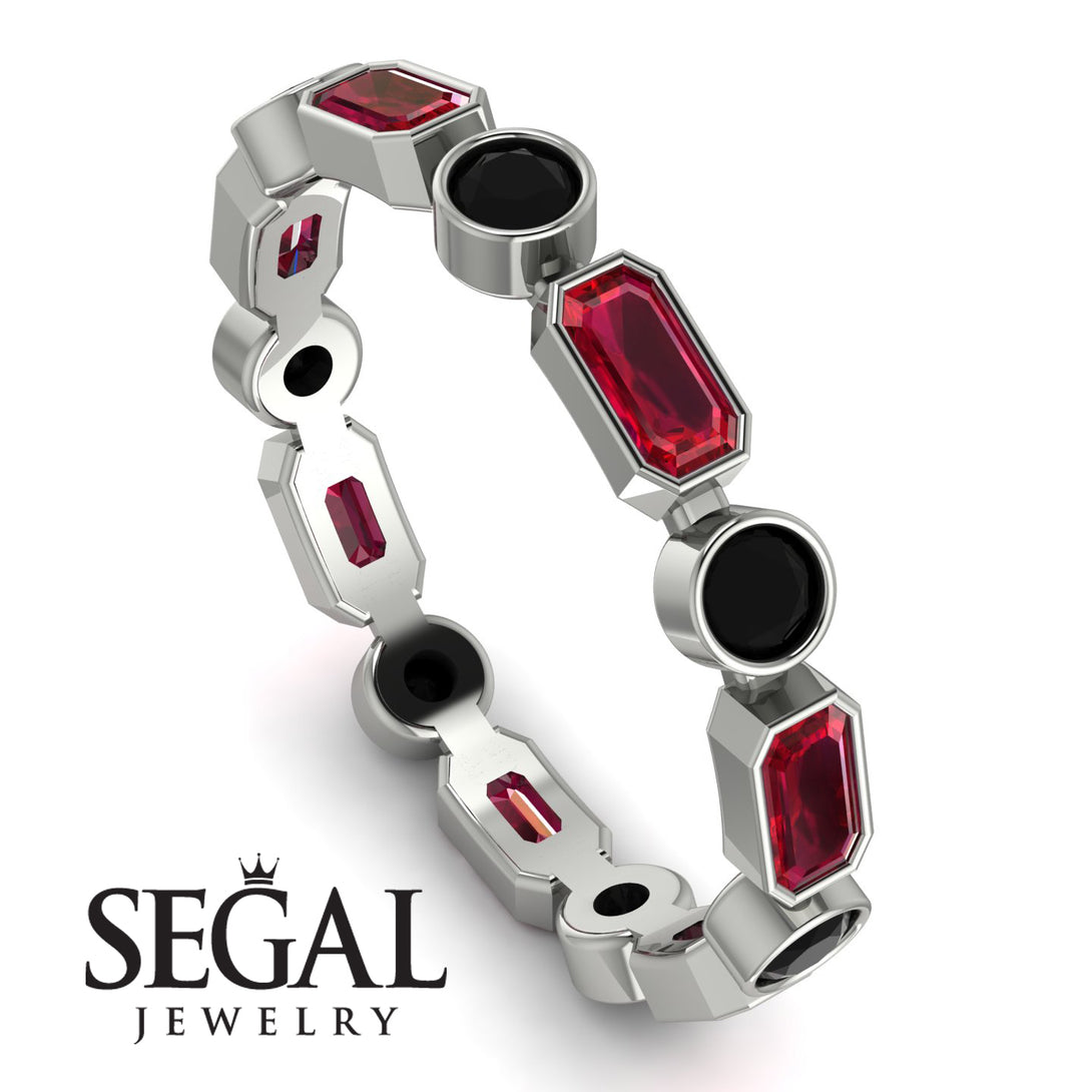 Emerald Cut Ruby Bezel Eternity Ring - Genevieve No. 42