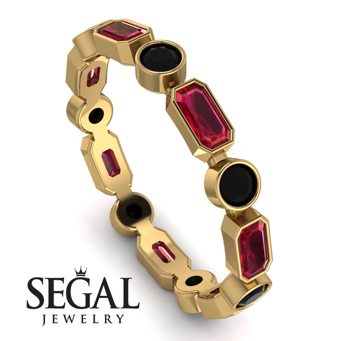 Emerald Cut Ruby Bezel Eternity Ring - Genevieve No. 40