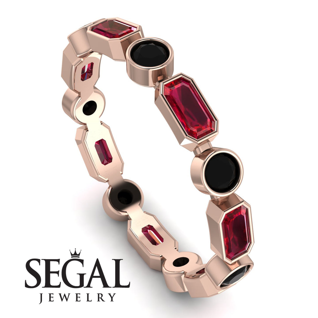 Emerald Cut Ruby Bezel Eternity Ring - Genevieve No. 41