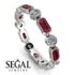 Emerald Cut Ruby Bezel Eternity Ring - Genevieve No. 12