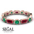 Emerald Cut Ruby Bezel Eternity Ring - Genevieve No. 26