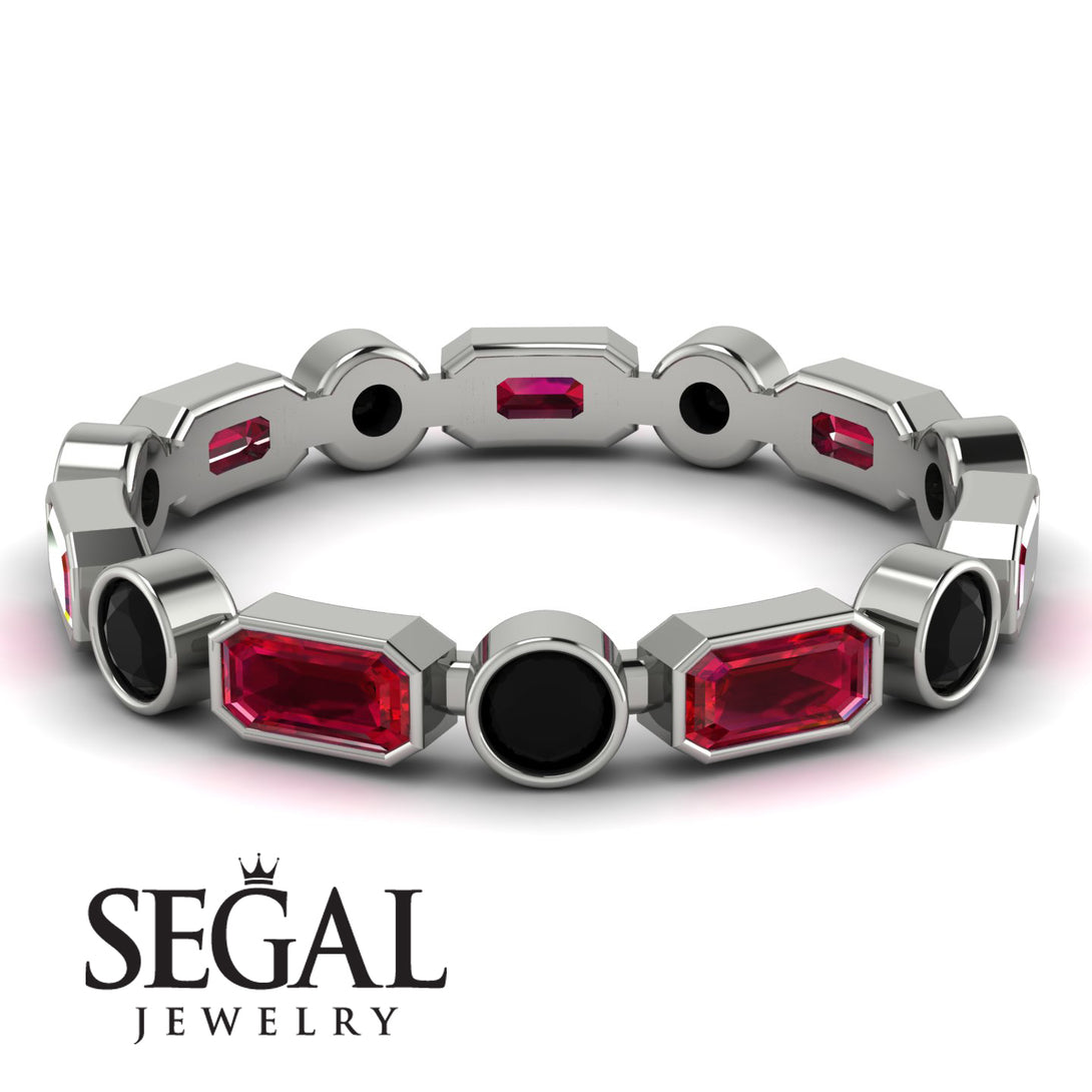 Emerald Cut Ruby Bezel Eternity Ring - Genevieve No. 42