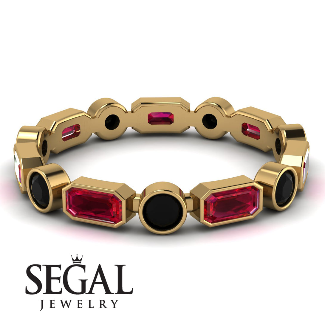 Emerald Cut Ruby Bezel Eternity Ring - Genevieve No. 40