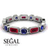Emerald Cut Ruby Bezel Eternity Ring - Genevieve No. 72
