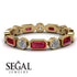 Emerald Cut Ruby Bezel Eternity Ring - Genevieve No. 10