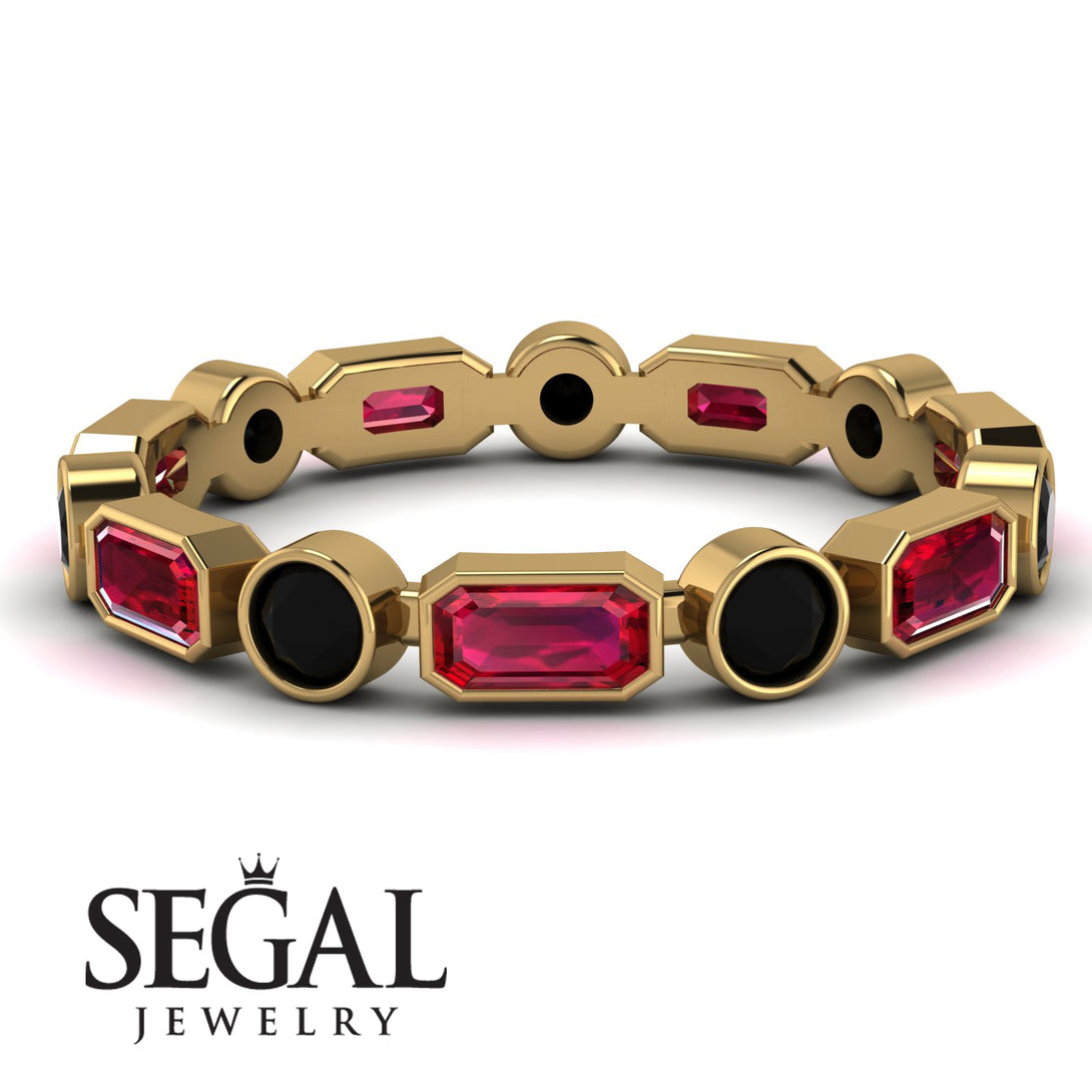 Emerald Cut Ruby Bezel Eternity Ring - Genevieve No. 40