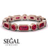 Emerald Cut Ruby Bezel Eternity Ring - Genevieve No. 56