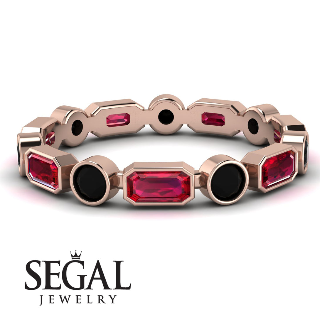 Emerald Cut Ruby Bezel Eternity Ring - Genevieve No. 41