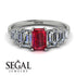 Emerald Cut Ruby Geometrical Ring - Briella No. 12