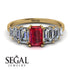 Emerald Cut Ruby Geometrical Ring - Briella No. 10