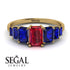 Emerald Cut Ruby Geometrical Ring - Briella No. 70