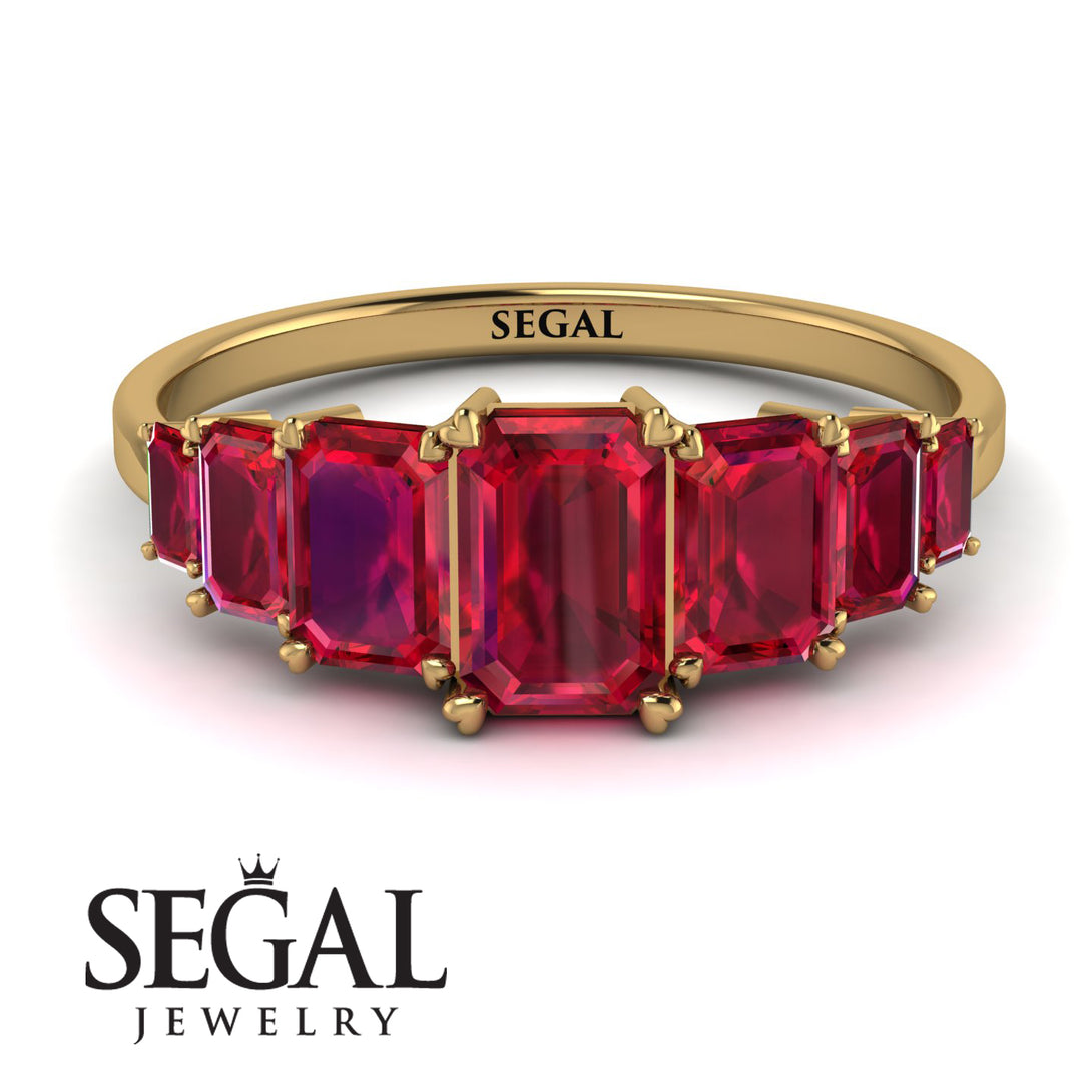 Emerald Cut Ruby Geometrical Ring - Briella No. 55