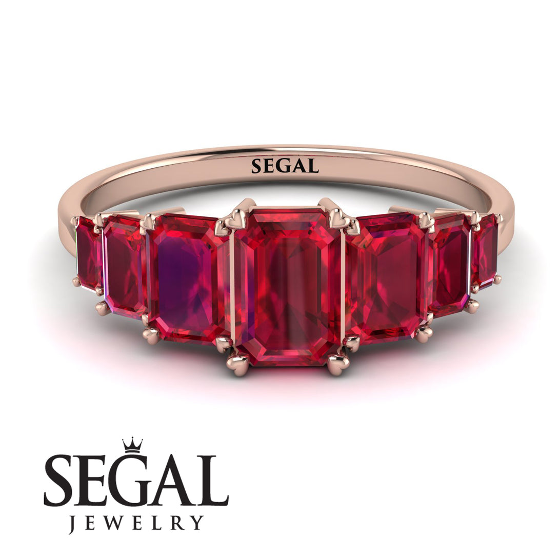 Emerald Cut Ruby Geometrical Ring - Briella No. 56