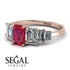 Emerald Cut Ruby Geometrical Ring - Briella No. 11