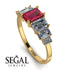 Emerald Cut Ruby Geometrical Ring - Briella No. 10