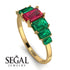 Emerald Cut Ruby Geometrical Ring - Briella No. 25