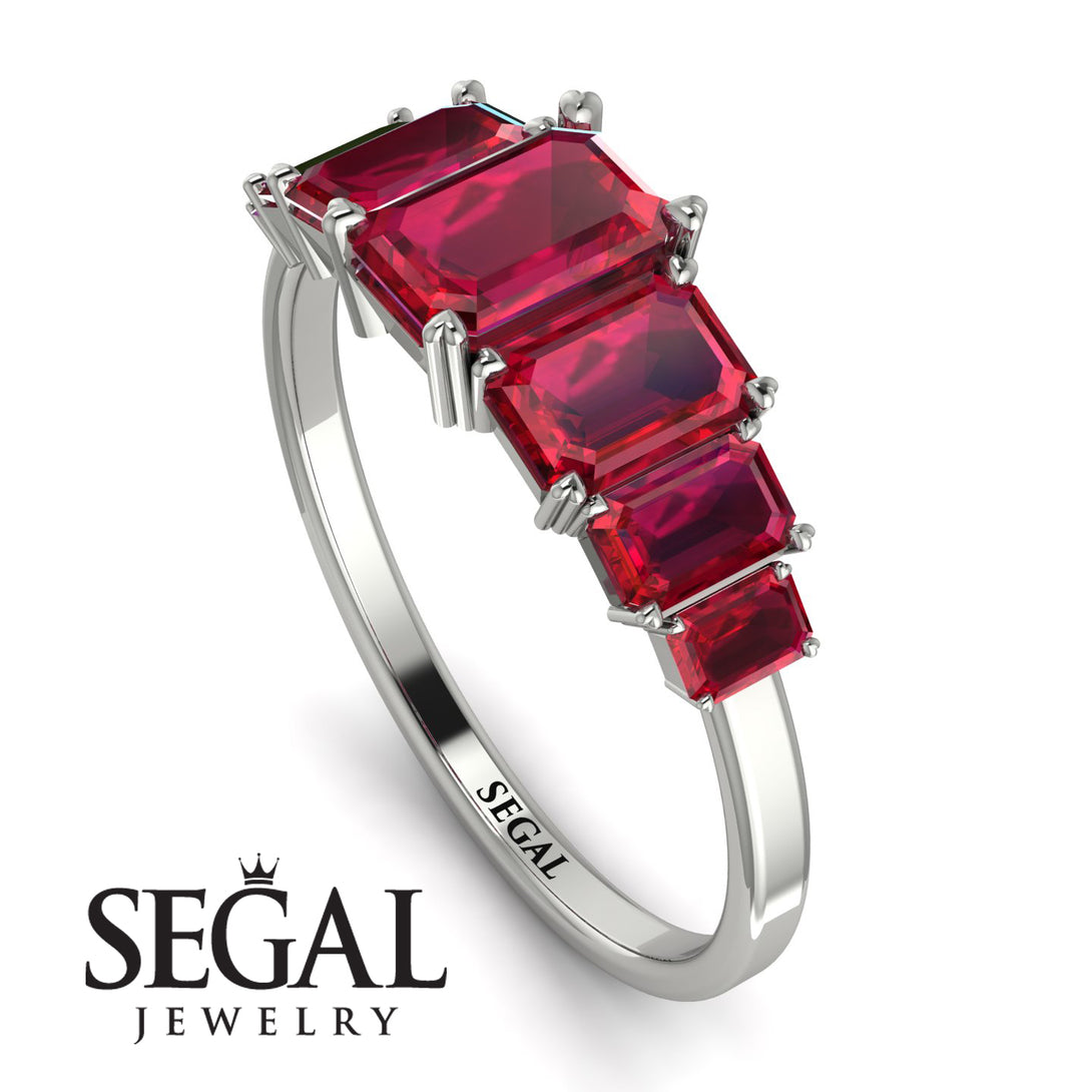 Emerald Cut Ruby Geometrical Ring - Briella No. 57