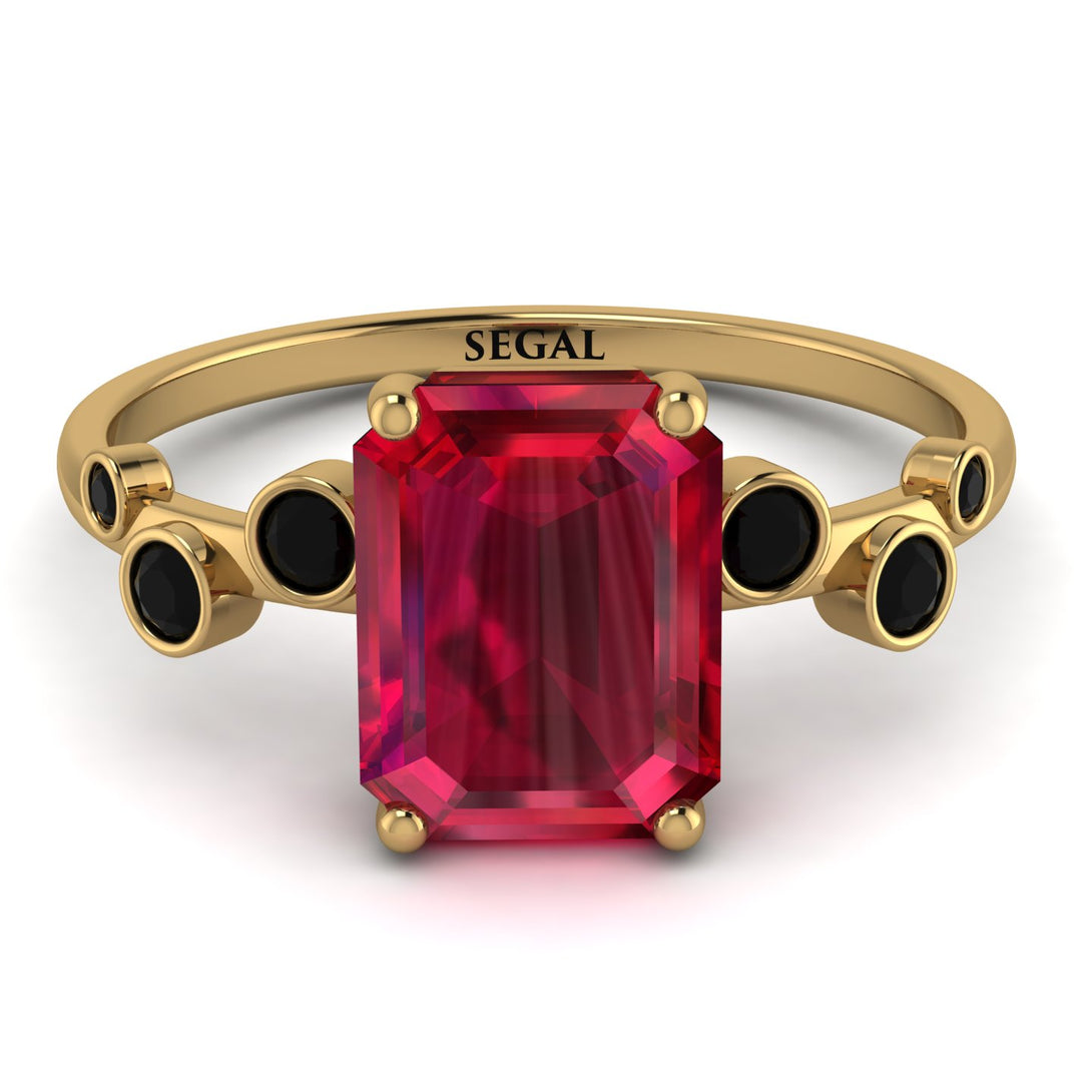 Emerald Cut Ruby Ring With Bezel - Alina No. 40
