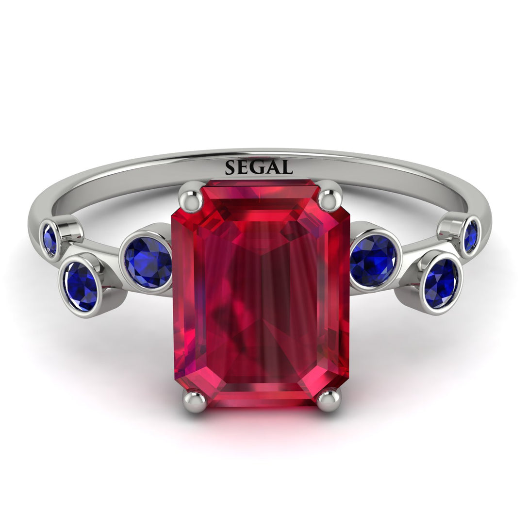 Emerald Cut Ruby Ring With Bezel - Alina No. 72