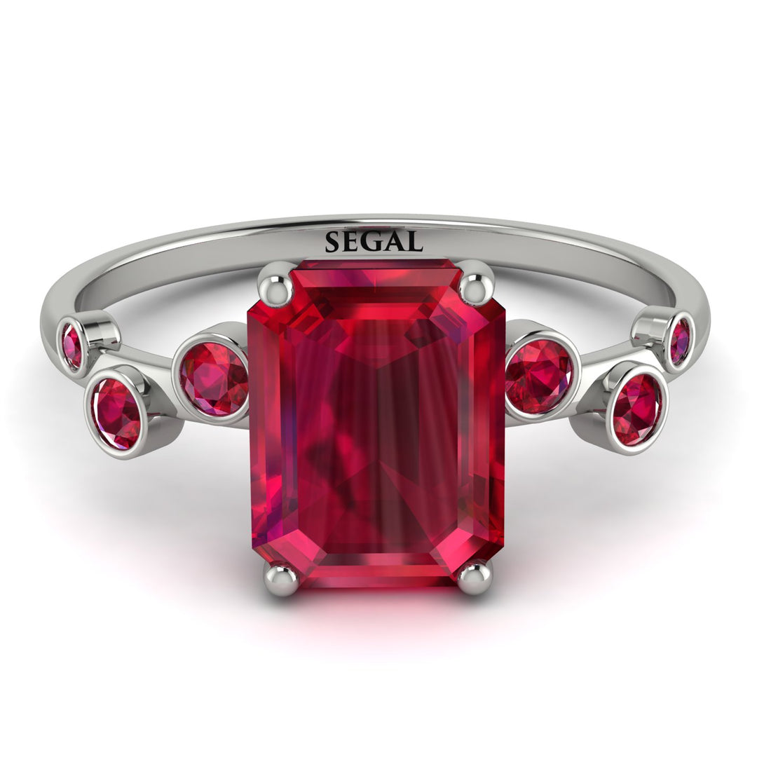 Emerald Cut Ruby Ring With Bezel - Alina No. 57