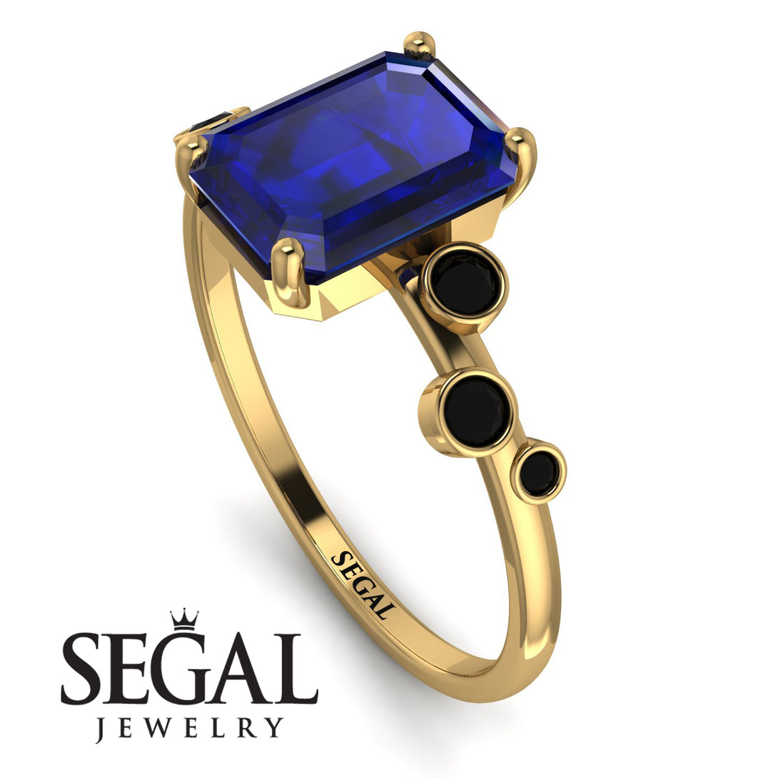 Emerald Cut Sapphire Ring With Bezel - Alina No. 43
