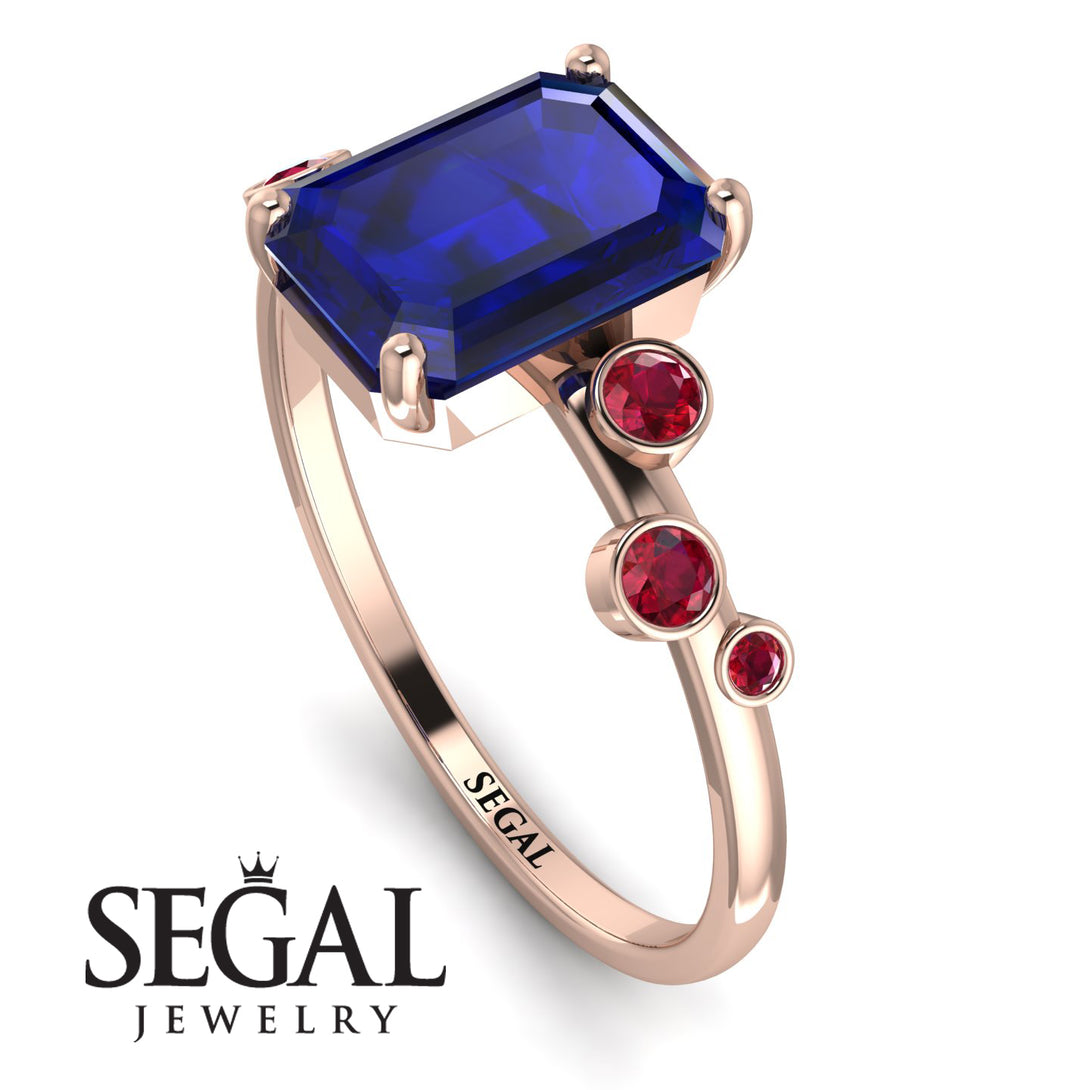 Emerald Cut Sapphire Ring With Bezel - Alina No. 59