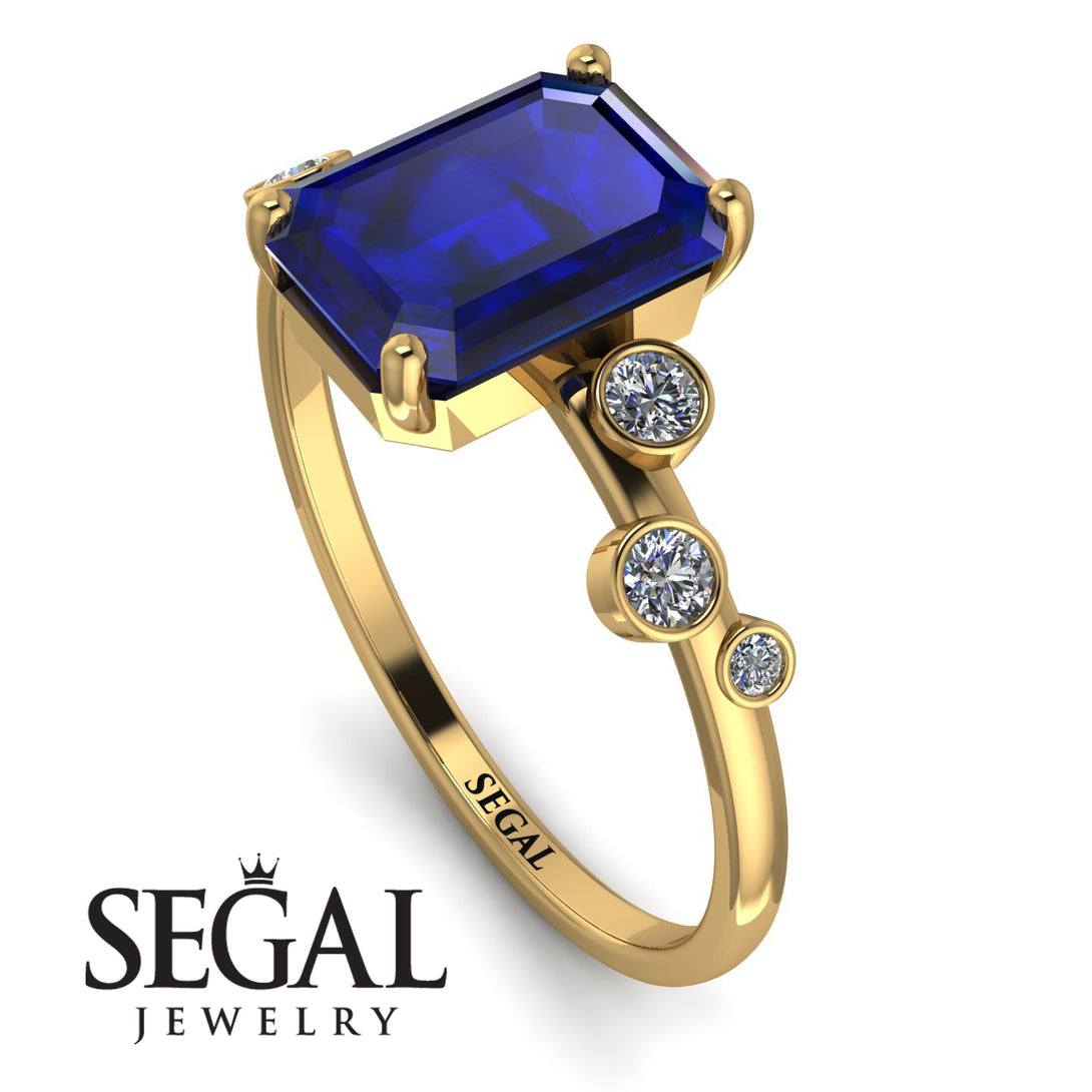 Emerald Cut Sapphire Ring With Bezel - Alina No. 13