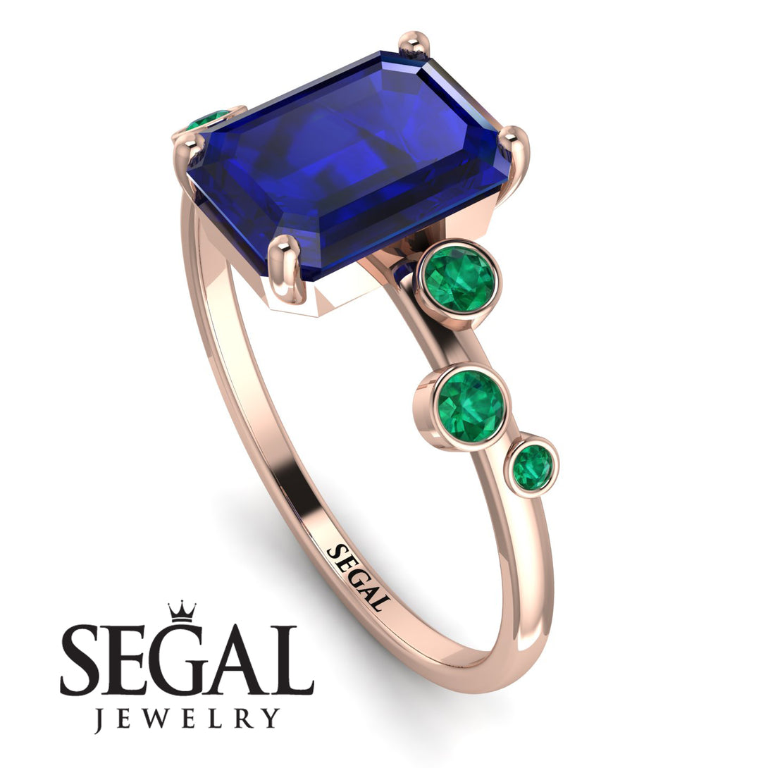 Emerald Cut Sapphire Ring With Bezel - Alina No. 29
