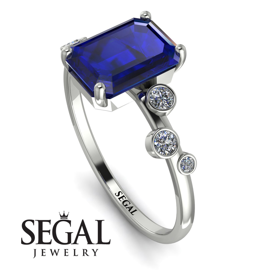 Emerald Cut Sapphire Ring With Bezel - Alina No. 15
