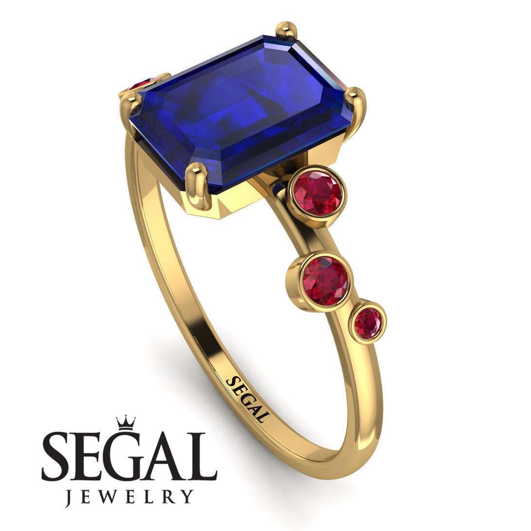 Emerald Cut Sapphire Ring With Bezel - Alina No. 58