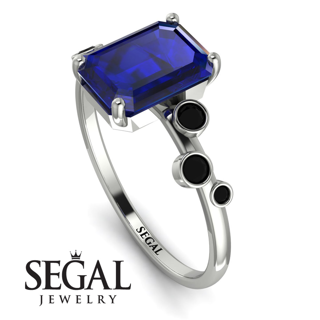 Emerald Cut Sapphire Ring With Bezel - Alina No. 45