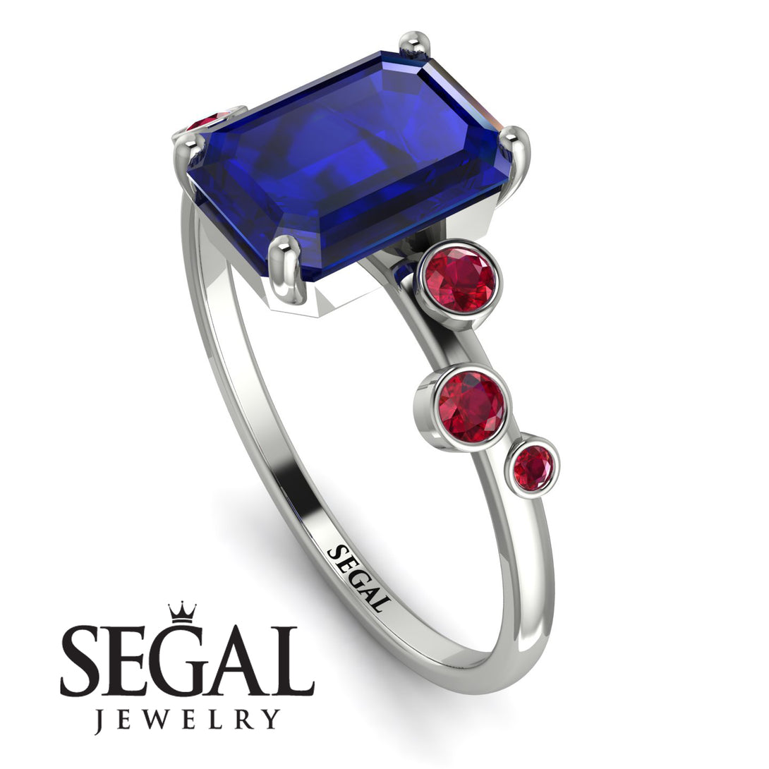 Emerald Cut Sapphire Ring With Bezel - Alina No. 60