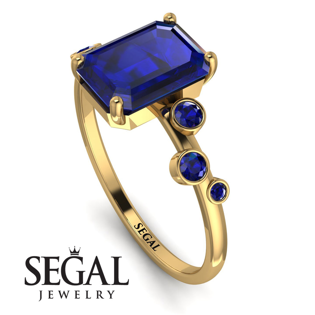 Emerald Cut Sapphire Ring With Bezel - Alina No. 73