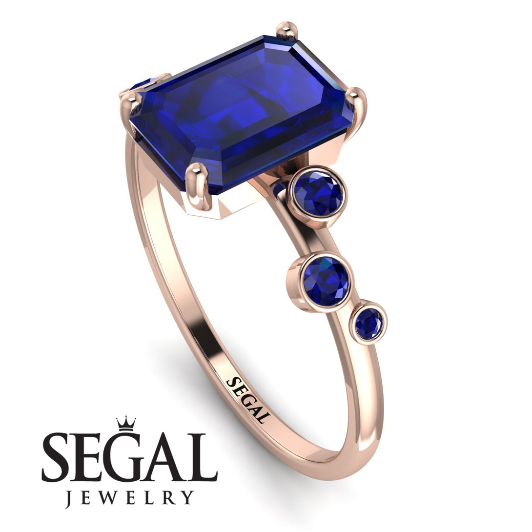 Emerald Cut Sapphire Ring With Bezel - Alina No. 74