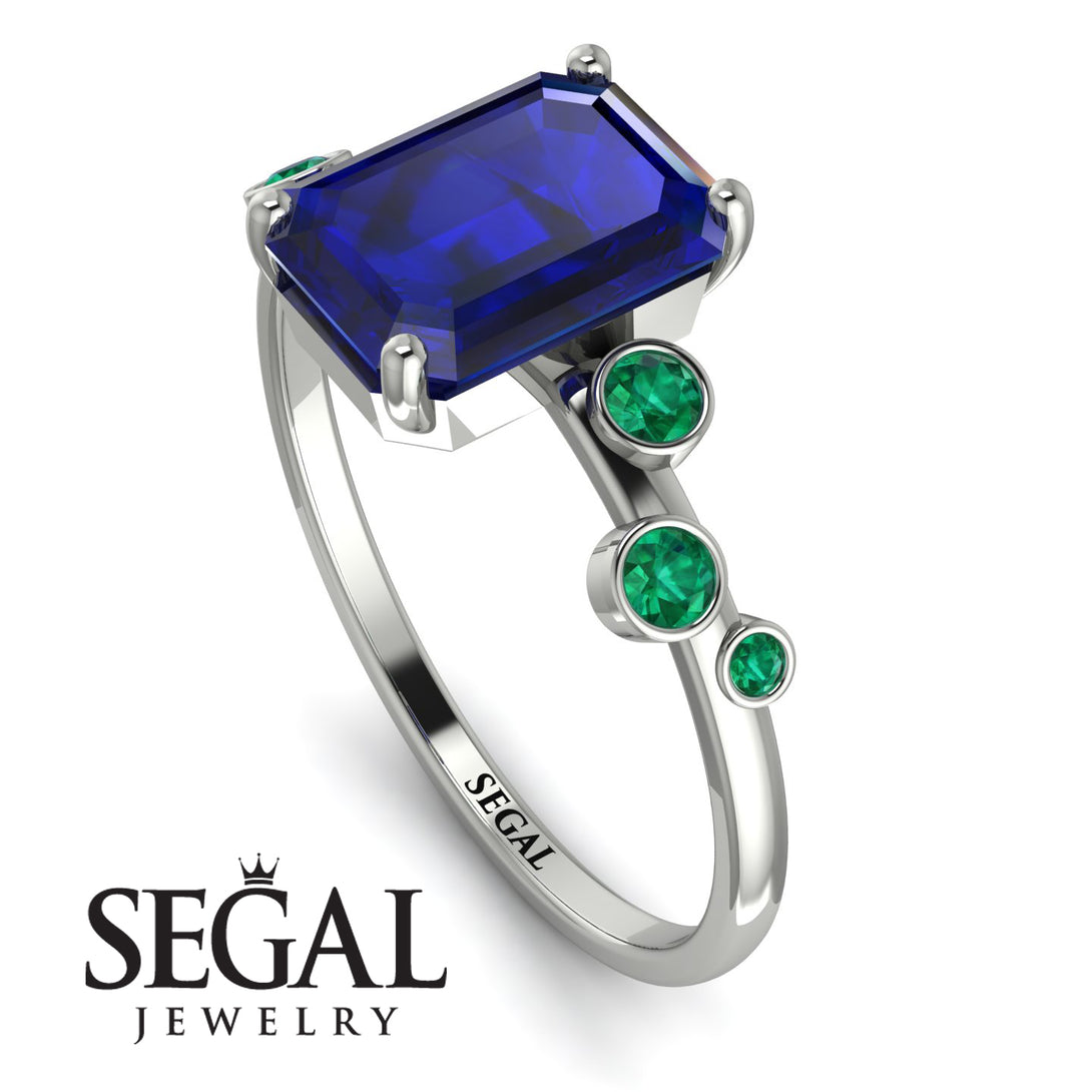 Emerald Cut Sapphire Ring With Bezel - Alina No. 30