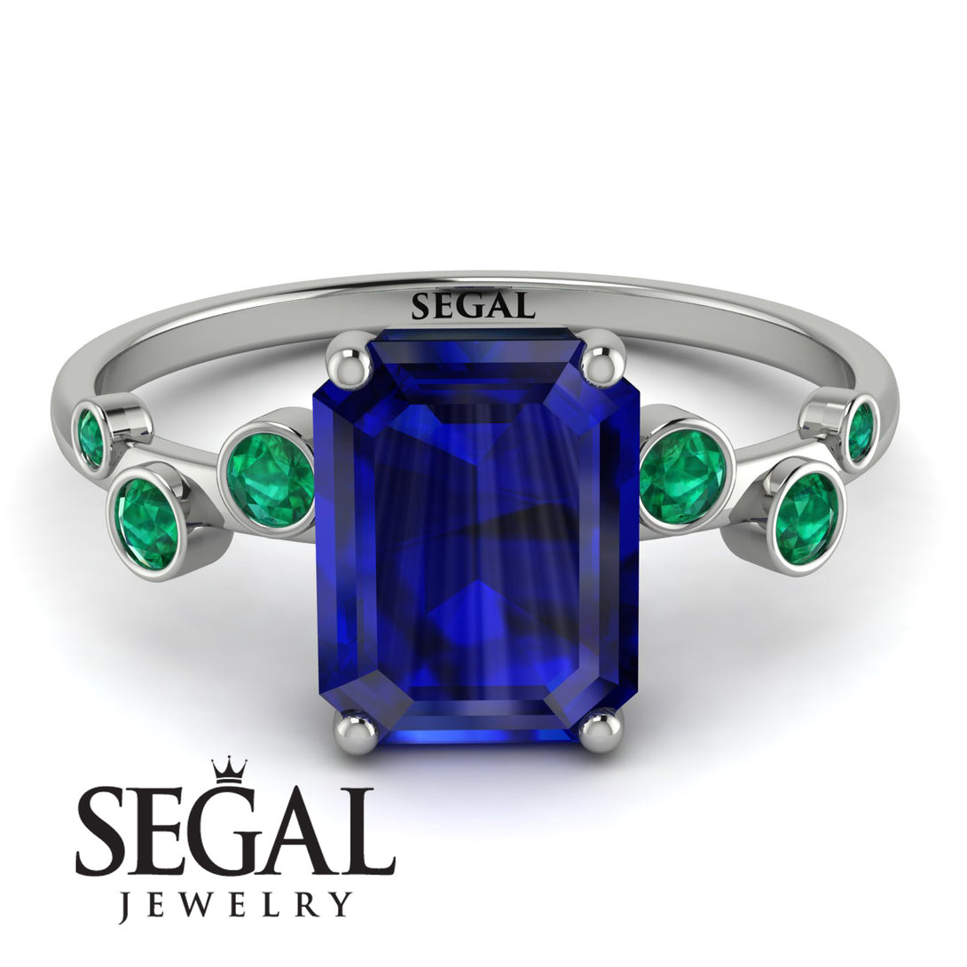 Emerald Cut Sapphire Ring With Bezel - Alina No. 30