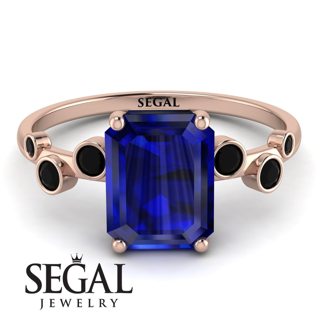 Emerald Cut Sapphire Ring With Bezel - Alina No. 44