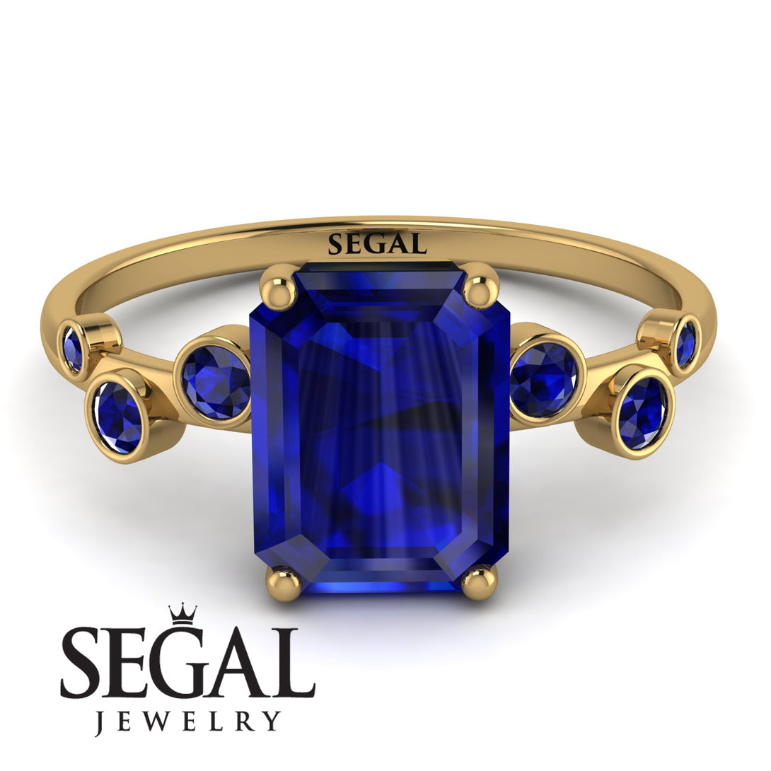 Emerald Cut Sapphire Ring With Bezel - Alina No. 73