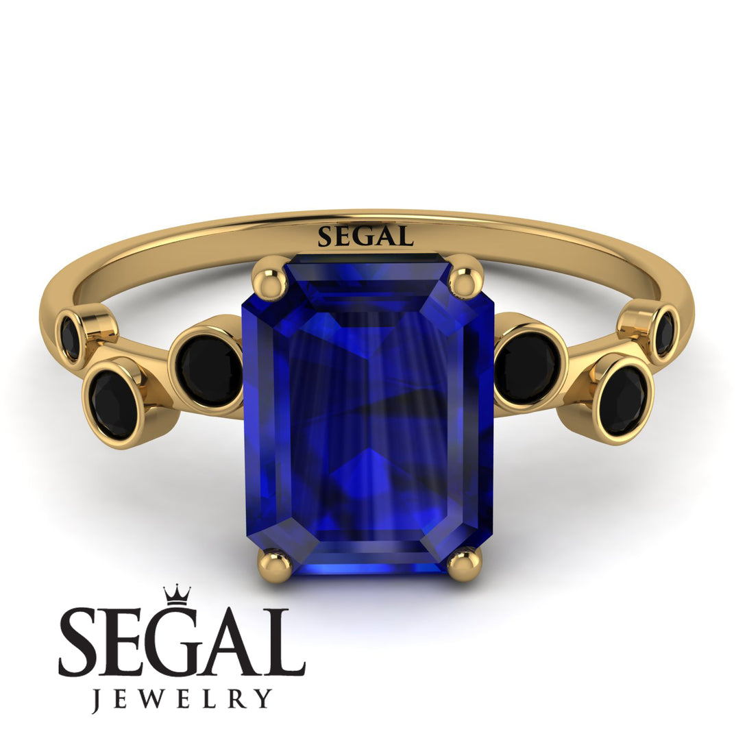 Emerald Cut Sapphire Ring With Bezel - Alina No. 43