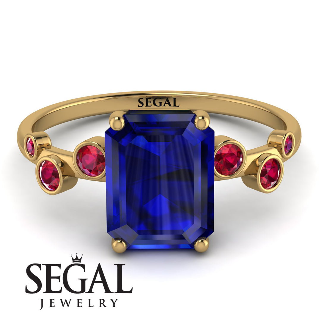 Emerald Cut Sapphire Ring With Bezel - Alina No. 58