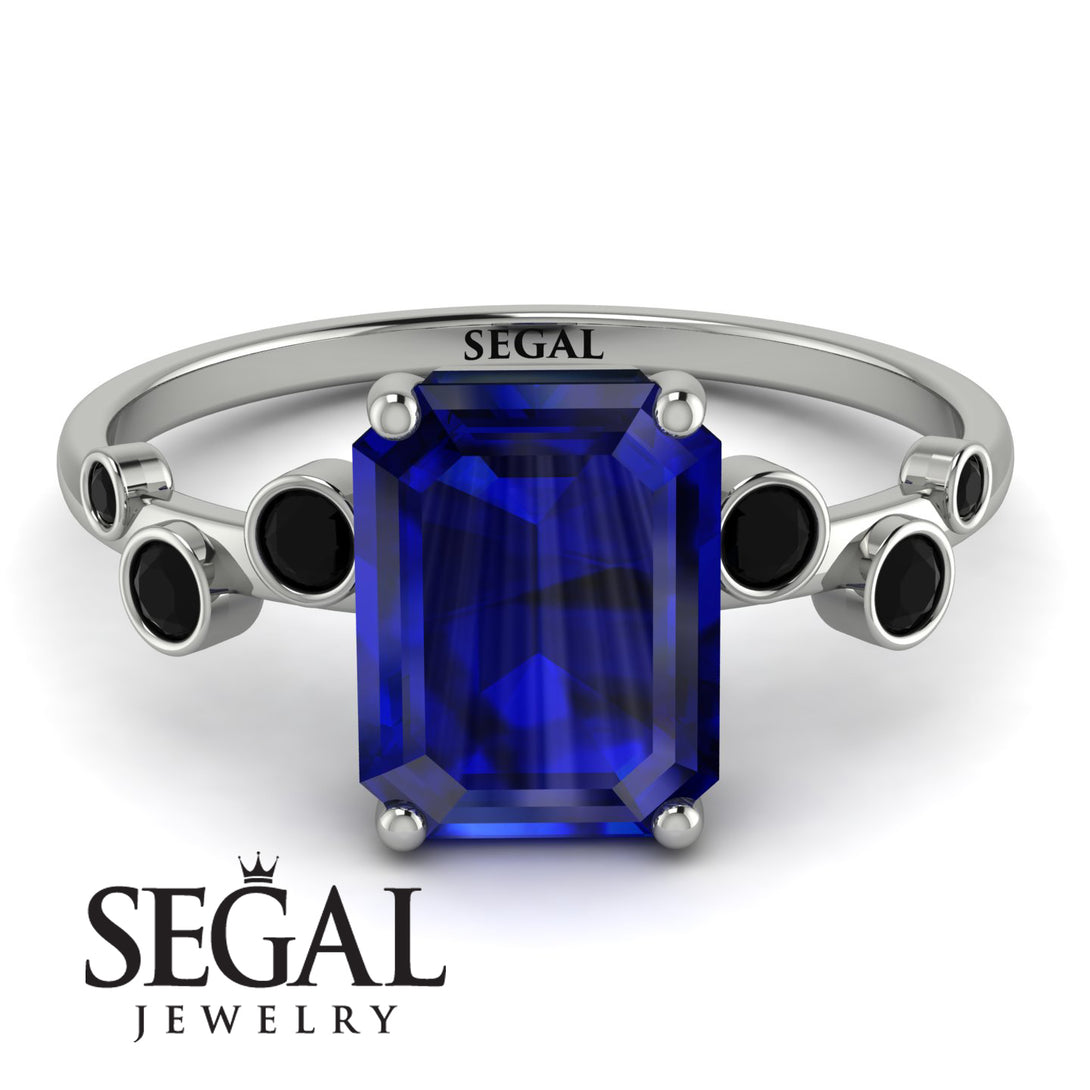 Emerald Cut Sapphire Ring With Bezel - Alina No. 45