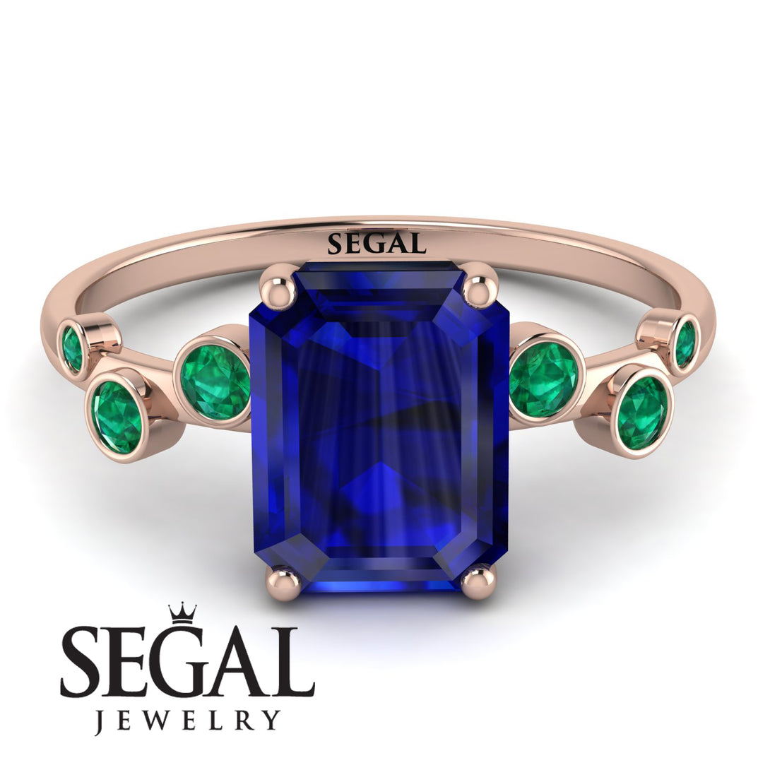Emerald Cut Sapphire Ring With Bezel - Alina No. 29