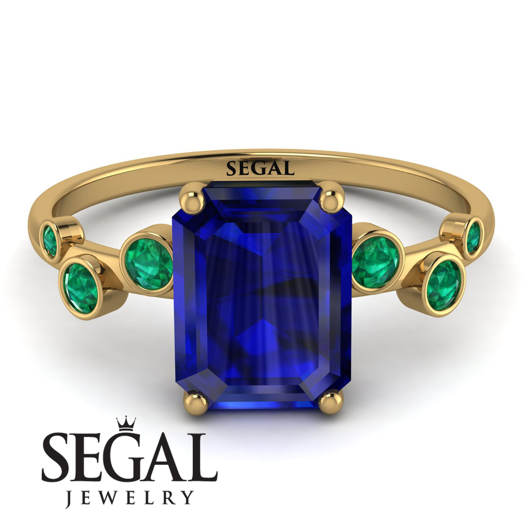 Emerald Cut Sapphire Ring With Bezel - Alina No. 28