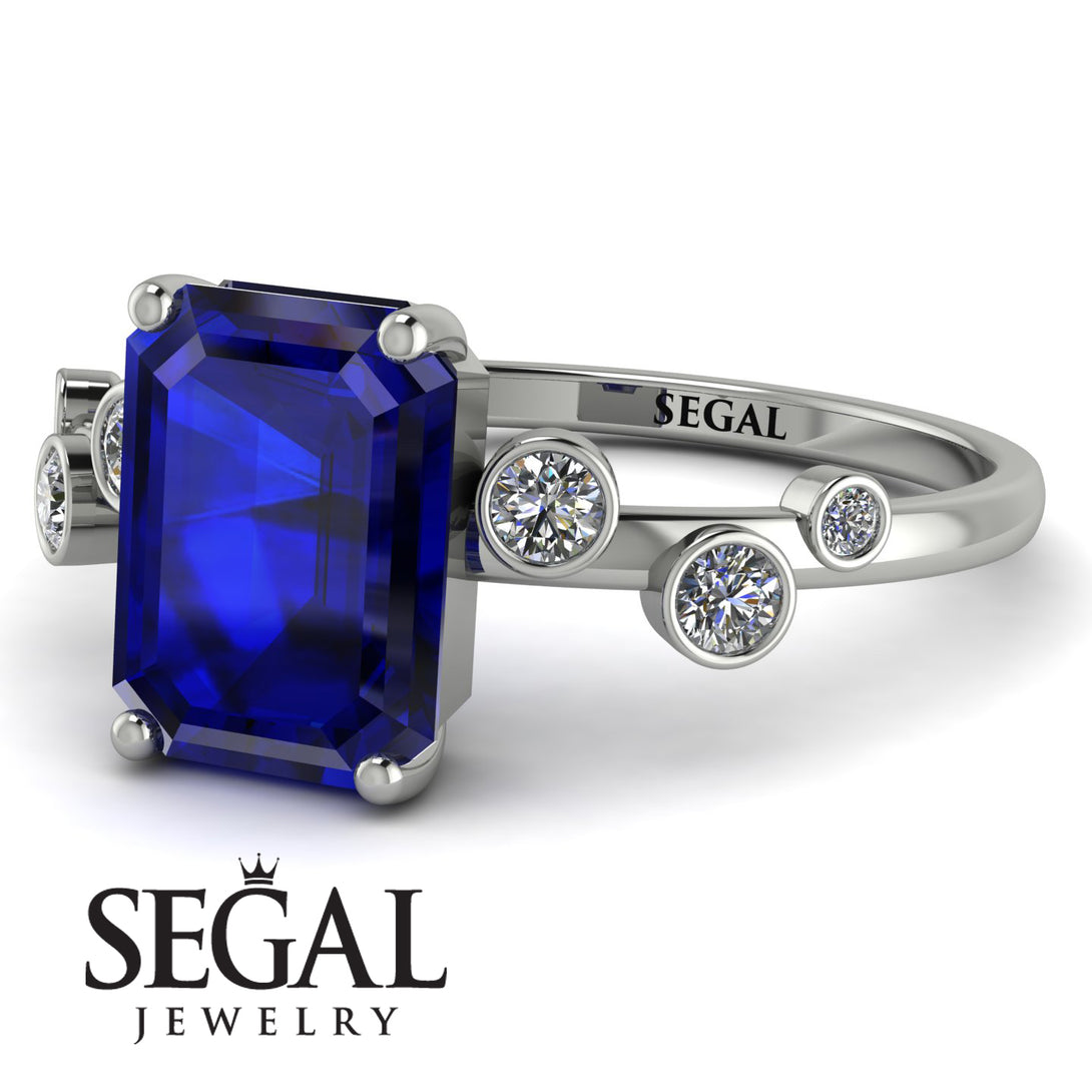 Emerald Cut Sapphire Ring With Bezel - Alina No. 15