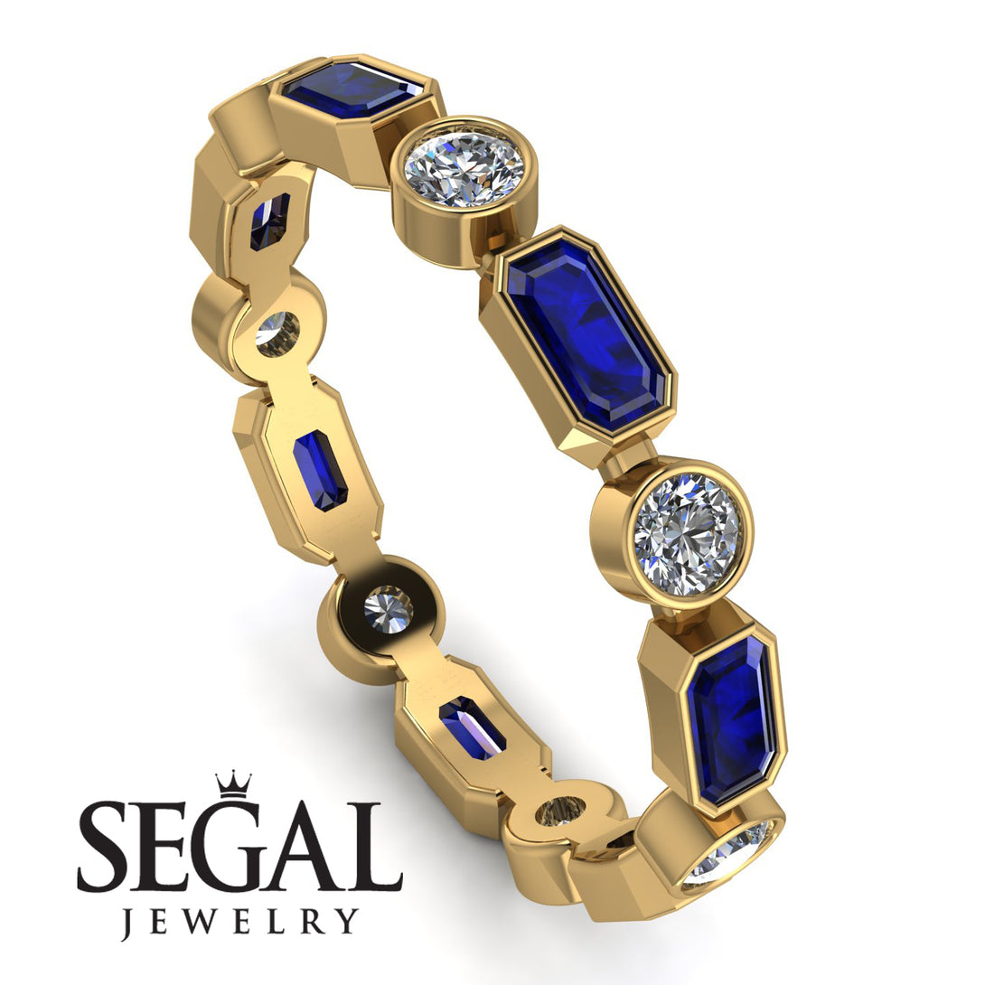 Emerald Cut Sapphire Bezel Eternity Ring - Genevieve No. 13